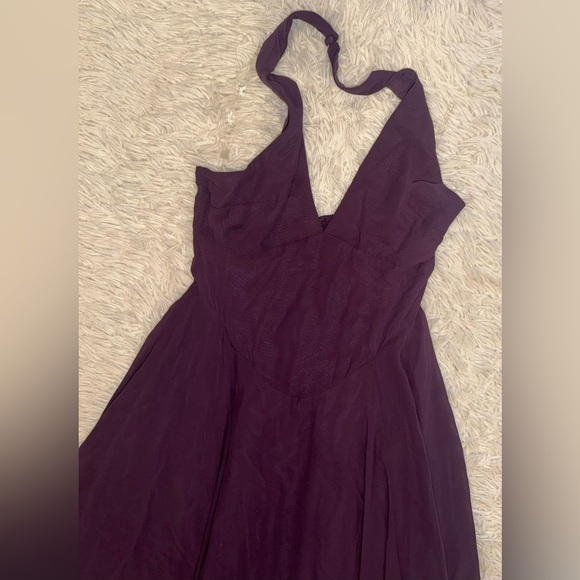 NEW HOUSE OF CB Solada Georgette Halter Grape Purple Dress sz S - Picture 3 of 9